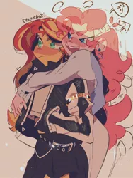 Size: 1536x2048 | Tagged: safe, artist:dreamz, derpibooru import, pinkie pie, sunset shimmer, equestria girls, female, image, jpeg, lesbian, shipping, sunsetpie