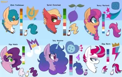 Size: 5825x3673 | Tagged: safe, artist:saveraedae, derpibooru import, hitch trailblazer, izzy moonbow, pipp petals, sprout cloverleaf, sunny starscout, zipp storm, earth pony, pegasus, pony, unicorn, bust, cheek fluff, chest fluff, crown, cutie mark, ear fluff, fluttershy's cutie mark, g5, hooves, image, jewelry, mane five (g5), png, portrait, profile, rainbow dash's cutie mark, regalia, sash, tail, twilight's cutie mark