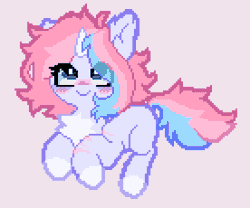 Size: 828x690 | Tagged: safe, artist:starrcoma, derpibooru import, oc, unofficial characters only, earth pony, pony, animated, blushing, ear fluff, ear twitch, female, gif, image, mare, pixel art, simple background, solo