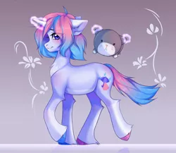 Size: 1434x1242 | Tagged: safe, artist:kaitowivil, derpibooru import, oc, unofficial characters only, pony, unicorn, abstract background, image, jpeg, magic, male, plushie, solo, stallion, telekinesis