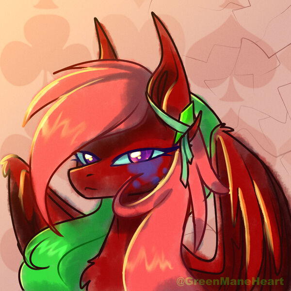 Size: 1920x1920 | Tagged: safe, artist:greenmaneheart, derpibooru import, oc, oc:jokey, bat pony, pony, bust, female, image, jpeg, mare, portrait, solo