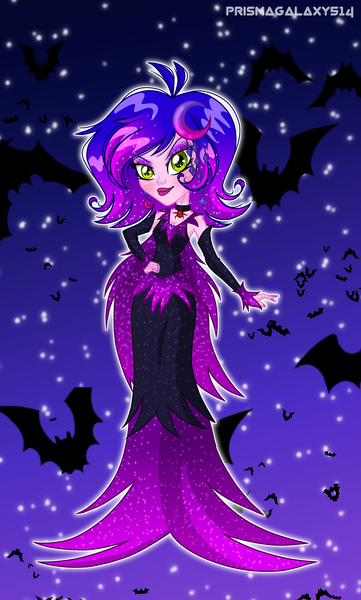 Size: 2346x3902 | Tagged: safe, artist:prismagalaxy514, derpibooru import, oc, undead, vampire, equestria girls, choker, clothes, dress, eyeshadow, image, makeup, png, solo