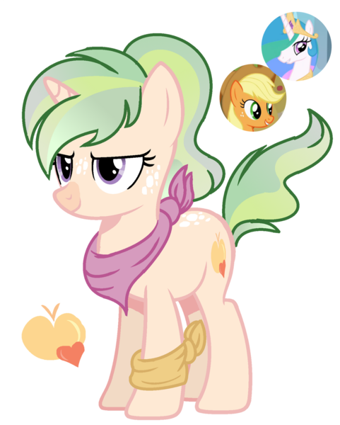 Size: 1280x1598 | Tagged: safe, artist:venomous-cookietwt, derpibooru import, applejack, princess celestia, oc, pony, unicorn, female, image, mare, parents:applelestia, png