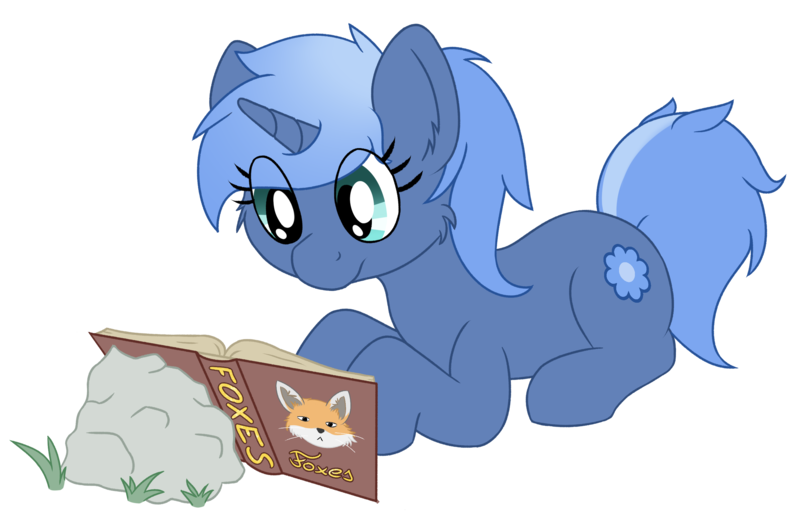 Size: 2573x1710 | Tagged: safe, artist:djdavid98, derpibooru import, oc, oc:double colon, unofficial characters only, pony, unicorn, book, english, eye clipping through hair, female, grass, image, lying down, mlp fim's eleventh anniversary, png, reading, rock, simple background, solo, text, transparent background