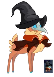 Size: 2000x2861 | Tagged: safe, artist:andrevus, derpibooru import, velvet reindeer, them's fightin' herds, cape, clothes, community related, hat, image, mask, png, simple background, solo, transparent background, witch hat