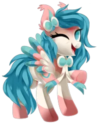 Size: 3550x4437 | Tagged: safe, artist:sorasku, derpibooru import, oc, oc:fairy wind, pegasus, pony, female, image, mare, one eye closed, png, simple background, solo, transparent background, wink