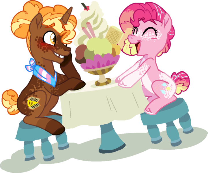 Size: 1048x872 | Tagged: safe, artist:rickysocks, derpibooru import, cheese sandwich, pinkie pie, pony, unicorn, alternate design, base used, cheesepie, female, image, male, png, pride flag, race swap, shipping, simple background, straight, transparent background, twitterina design