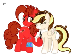 Size: 1707x1288 | Tagged: safe, artist:princessmoonsilver, derpibooru import, oc, oc:brise d'automne, oc:freequency spark, unofficial characters only, earth pony, pegasus, pony, female, image, mare, necktie, png, simple background, transparent background