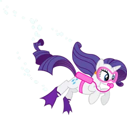 Size: 1123x1024 | Tagged: artist needed, safe, derpibooru import, rarity, pony, unicorn, bubble, female, flippers, goggles, image, mare, png, scuba diving, scuba gear, simple background, solo, swimming goggles, transparent background
