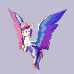 Size: 3000x3000 | Tagged: safe, artist:celes-969, derpibooru import, zipp storm, pegasus, pony, my little pony: a new generation, flying, g5, gray background, image, large wings, png, simple background, smiling, solo, spread wings, wings