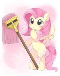 Size: 1867x2375 | Tagged: safe, artist:ginmaruxx, derpibooru import, fluttershy, pegasus, pony, bipedal, blushing, confused, cute, cutie mark, female, fluttermop, image, mare, meme, mop, png, shyabetes, solo, standing on two hooves