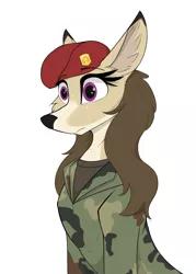 Size: 1650x2300 | Tagged: safe, artist:observerdoz, derpibooru import, oc, unofficial characters only, deer, doe, female, image, jpeg, military, solo
