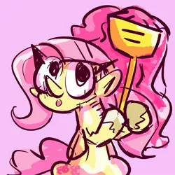 Size: 2000x2000 | Tagged: safe, artist:capteverything, derpibooru import, fluttershy, pegasus, pony, female, fluttermop, holding, image, jpeg, pink background, simple background, solo