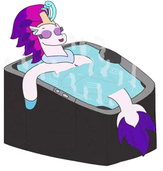 Size: 2447x2585 | Tagged: safe, artist:supahdonarudo, derpibooru import, queen novo, seapony (g4), my little pony: the movie, eyes closed, female, hot tub, image, png, redraw, relaxing, simple background, solo, steam, transparent background