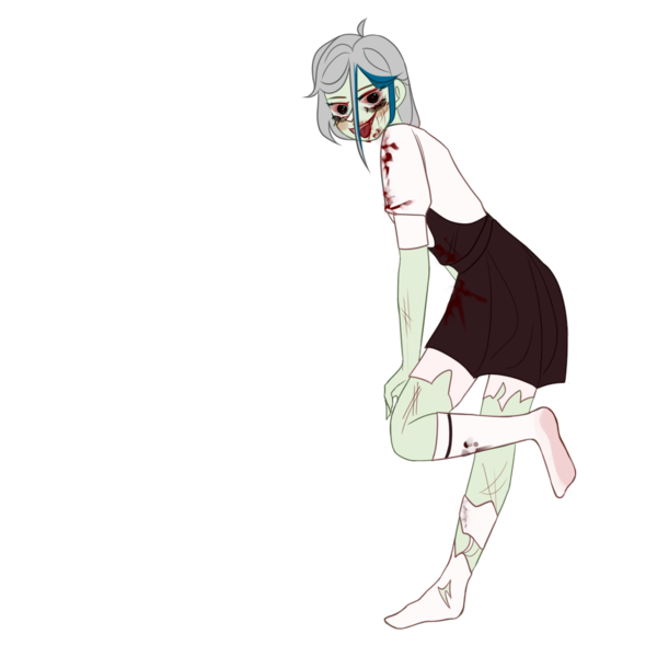 Size: 1024x1024 | Tagged: safe, artist:idkhesoff, derpibooru import, oc, oc:elizabat stormfeather, unofficial characters only, human, undead, zombie, alternate hairstyle, blood, blushing, clothes, costume, derpibooru exclusive, female, halloween, halloween costume, holiday, humanized, humanized oc, image, lipstick, overalls, png, ripped stockings, shirt, simple background, skirt, socks, solo, stockings, thigh highs, torn clothes, torn socks, transparent background, t-shirt, wings