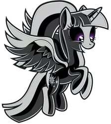 Size: 4634x5177 | Tagged: suggestive, artist:severity-gray, derpibooru import, twilight sparkle, twilight sparkle (alicorn), alicorn, goo, pony, alternate hairstyle, black goo, black sclera, bondage, clothes, derpibooru exclusive, encasement, female, flying, glow, glowing eyes, image, latex, latex skin, latex suit, liquid latex, living latex, mare, mind control, png, possessed, possession, shiny, simple background, smiling, solo, symbiote, transparent background, vector, wings