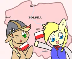 Size: 1023x845 | Tagged: safe, alternate version, artist:foxy1219, derpibooru import, oc, oc:polanna, oc:poppy seed (mec), duo, female, image, national independence day (poland), png, poland, polish, polish flag