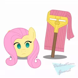 Size: 1024x1024 | Tagged: safe, artist:dalmatianguard, derpibooru import, fluttershy, pony, fluttermop, frown, image, jpeg, mop, simple background, white background