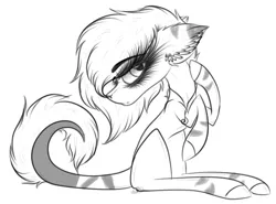 Size: 2542x1885 | Tagged: safe, artist:beamybutt, derpibooru import, oc, unofficial characters only, earth pony, pony, ear fluff, earth pony oc, eyelashes, female, image, lineart, mare, monochrome, png, simple background, sitting, white background