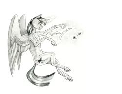 Size: 1400x1083 | Tagged: safe, artist:baron engel, derpibooru import, twilight sparkle, twilight sparkle (alicorn), alicorn, pony, female, image, jpeg, mare, monochrome, pencil drawing, scroll, solo, traditional art, writing