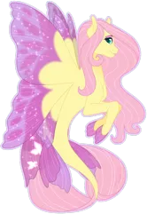 Size: 1024x1540 | Tagged: safe, artist:lunanyxart, derpibooru import, fluttershy, pegasus, pony, seapony (g4), butterfly wings, colored pupils, dorsal fin, female, fin wings, fins, fish tail, flowing mane, flowing tail, image, png, seaponified, seapony fluttershy, simple background, smiling, solo, species swap, tail, transparent background, wings