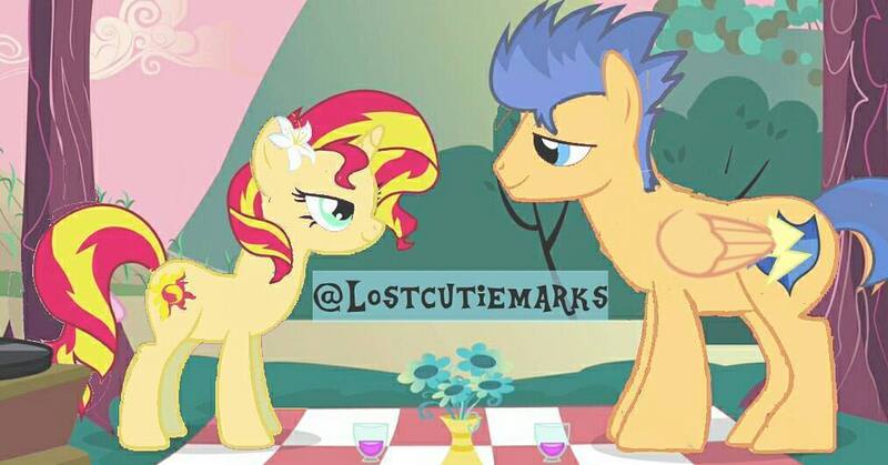 Size: 1014x531 | Tagged: safe, artist:twifanclub, derpibooru import, flash sentry, sunset shimmer, pony, female, flashimmer, image, jpeg, looking at each other, male, shipping, straight