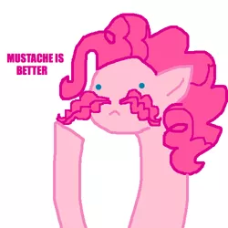 Size: 500x500 | Tagged: safe, artist:askpinkiepieandfriends, derpibooru import, pinkie pie, earth pony, pony, ask, bust, facial hair, female, image, mare, moustache, png, simple background, solo, tumblr, white background
