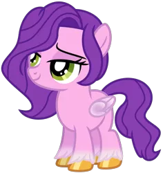 Size: 2815x2977 | Tagged: safe, artist:emeraldblast63, derpibooru import, pipp petals, pegasus, pony, female, filly, filly pipp petals, folded wings, full body, g4, g5, g5 to g4, green eyes, high res, image, lidded eyes, png, purple mane, purple tail, show accurate, simple background, small wings, smiling, solo, standing, tail, transparent background, unshorn fetlocks, wings, younger