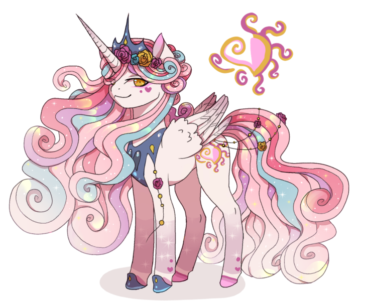 Size: 1754x1440 | Tagged: safe, artist:clown-bread, derpibooru import, oc, unofficial characters only, alicorn, pony, alicorn oc, female, horn, image, magical lesbian spawn, mare, offspring, parent:princess amore, parent:princess celestia, png, simple background, smiling, solo, transparent background, wings