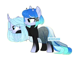 Size: 3200x2500 | Tagged: safe, artist:herusann, artist:lazuli0209, derpibooru import, oc, unofficial characters only, pony, unicorn, base used, conjoined, eyelashes, female, horn, image, mare, multiple heads, png, simple background, smiling, solo, transparent background, two heads, unicorn oc