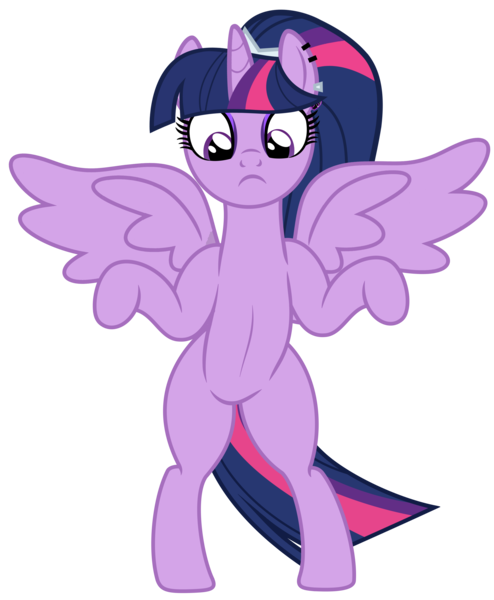 Size: 3992x4853 | Tagged: safe, alternate version, artist:severity-gray, derpibooru import, twilight sparkle, twilight sparkle (alicorn), alicorn, pony, alternate hairstyle, ankha zone, bipedal, eyeshadow, female, image, makeup, mare, meme, parody, piercing, png, ponified meme, ponytail, simple background, solo, spread hooves, spread wings, standing, standing up, transparent background, wide eyes, wings