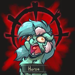 Size: 4000x4000 | Tagged: safe, artist:witchtaunter, derpibooru import, lyra heartstrings, horse, pony, unicorn, g4, chest fluff, darkest dungeon, derp, ear fluff, faic, floppy ears, horn, image, l.u.l.s., meme, png, reference, screaming, shoulder fluff, solo, yellow eyes