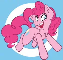 Size: 1661x1583 | Tagged: safe, derpibooru import, pinkie pie, earth pony, pony, chest fluff, happy, image, open mouth, open smile, png, simple background, smiling, solo