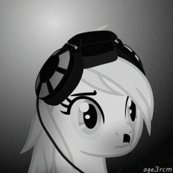 Size: 400x400 | Tagged: safe, alternate version, artist:age3rcm, derpibooru import, oc, oc:aryanne, unofficial characters only, earth pony, pony, art pack:marenheit 451, /mlp/, animated, gif, headbob, headphones, image, nazi, solo, toothbrush moustache