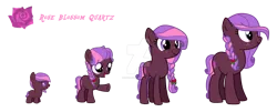 Size: 1280x518 | Tagged: safe, artist:hate-love12, derpibooru import, oc, oc:rose blossom quartz, pony, age progression, baby, baby pony, deviantart watermark, female, filly, image, mare, obtrusive watermark, png, solo, teenager, watermark