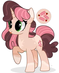 Size: 1961x2432 | Tagged: safe, artist:lightning-chaseryt, derpibooru import, oc, oc:strawberry macaroon sandwich, pony, unicorn, female, image, mare, png, simple background, solo, tongue out, transparent background