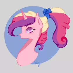 Size: 900x900 | Tagged: safe, artist:ganichan, derpibooru import, princess cadance, alicorn, pony, alternate hairstyle, bust, female, image, png, ponytail, solo