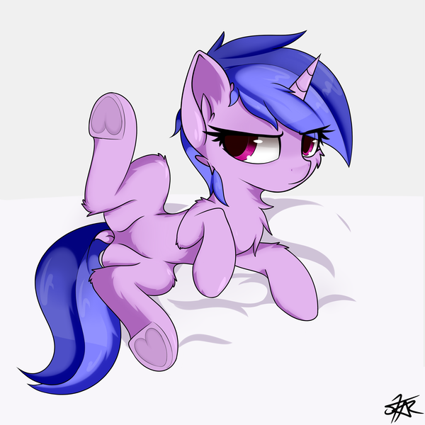 Size: 3000x3000 | Tagged: suggestive, artist:starmaster, derpibooru import, sea swirl, seafoam, pony, unicorn, background pony, bed, commission, dock, featureless crotch, female, image, mare, on bed, png, raised leg, solo, spread legs, spreading, tail, underhoof, ych result