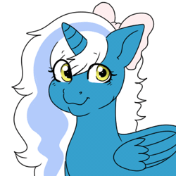 Size: 350x350 | Tagged: safe, artist:cute-little-star97, derpibooru import, oc, oc:fleurbelle, alicorn, pony, alicorn oc, animated, bow, cute, female, gif, hair bow, happy, horn, image, mare, simple background, transparent background, wingding eyes, wings, yellow eyes