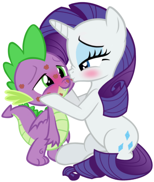 Size: 1095x1298 | Tagged: safe, artist:georgegarza01, derpibooru import, rarity, spike, dragon, pony, unicorn, blushing, cute, female, image, kiss mark, kissing, lipstick, love, lucky bastard, male, png, raribetes, rework, romantic, shipping, simple background, sparity, spikabetes, straight, transparent background, vector, winged spike, wings
