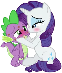 Size: 1095x1298 | Tagged: safe, artist:georgegarza01, derpibooru import, rarity, spike, dragon, pony, unicorn, blushing, cute, female, image, kiss mark, kissing, lipstick, love, lucky bastard, male, png, raribetes, rework, romantic, shipping, simple background, sparity, spikabetes, straight, transparent background, vector, winged spike, wings