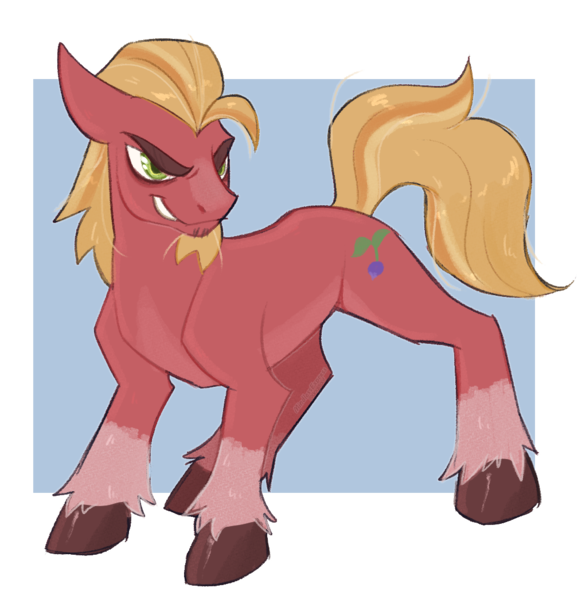 Size: 1015x1047 | Tagged: safe, artist:dogstoof, derpibooru import, sprout cloverleaf, earth pony, pony, coat markings, evil grin, g5, grin, image, lidded eyes, male, png, smiling, socks (coat marking), solo, stallion, unshorn fetlocks