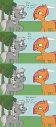 Size: 1920x4320 | Tagged: safe, artist:sveta kuklina, derpibooru import, babs seed, silver spoon, earth pony, pony, blank flank, braid, cloud, comic, female, filly, freckles, glasses, grass, image, nervous, png, scared, sky, text, tree