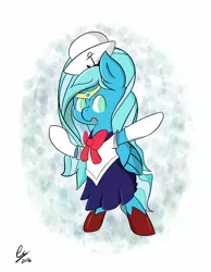 Size: 3199x4116 | Tagged: safe, artist:phin-the-pie, derpibooru import, oc, oc:sea sailor, unofficial characters only, pegasus, pony, anchor, blue, boots, bow, bowtie, clothes, cosplay, costume, crest, crossover, cute, ear fluff, female, green eyes, happy, hat, image, mare, no pupils, pegasus oc, peytral, png, pointing, sailor, sailor hat, sailor moon, sailor uniform, shoes, signature, simple background, skirt, small mouth, socks, uniform, wings