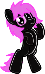 Size: 1029x1672 | Tagged: suggestive, artist:theunidentifiedchangeling, derpibooru import, oc, oc:jackie spectre, earth pony, latex pony, original species, pony, digital art, female, image, latex, looking at you, mare, pink sclera, png, rubber, shiny, smiling, smiling at you, solo