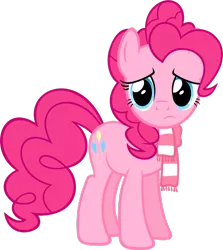 Size: 1024x1150 | Tagged: artist needed, source needed, safe, derpibooru import, pinkie pie, earth pony, pony, clothes, cute, image, png, poor pinkie pie, sad, sadorable, scarf, solo, winter outfit