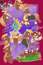 Size: 2400x3600 | Tagged: safe, artist:redahfuhrerking, derpibooru import, velvet reindeer, oc, oc:sila, cow, dragon, horse, hybrid, longma, them's fightin' herds, arizona (tfh), community related, glow, glowing eyes, hoofwrestle, horses doing horse things, image, minnesota (tfh), paprika (tfh), png, scar, stronghoof hoofstrong, sweat, texas (tfh), tianhuo (tfh)