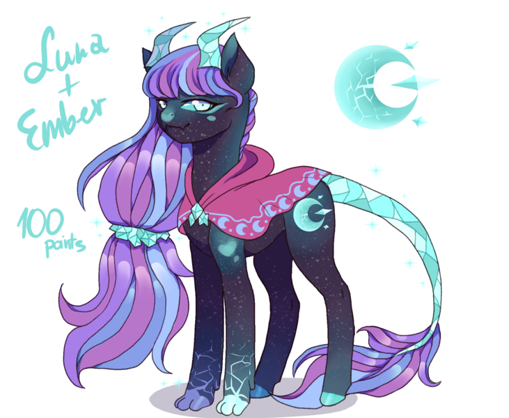 Size: 1754x1440 | Tagged: safe, artist:clown-bread, derpibooru import, oc, unofficial characters only, dracony, dragon, hybrid, pony, female, image, magical lesbian spawn, mare, offspring, parent:princess ember, parent:princess luna, png, simple background, solo, transparent background