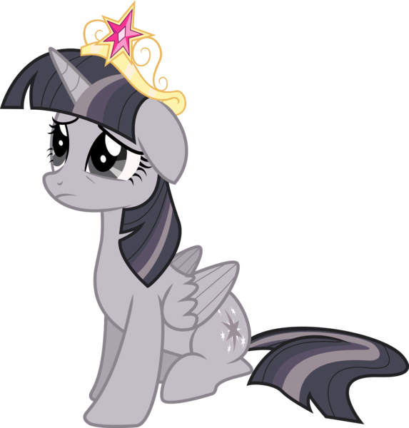 Size: 3547x3712 | Tagged: safe, artist:auburnborbon, artist:wardex101, derpibooru import, edit, twilight sparkle, twilight sparkle (alicorn), alicorn, pony, princess twilight sparkle (episode), discorded, discorded twilight, element of magic, female, floppy ears, frown, high res, image, mare, png, sad, simple background, sitting, solo, transparent background, vector