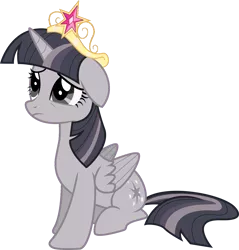 Size: 3547x3712 | Tagged: safe, artist:auburnborbon, artist:wardex101, derpibooru import, edit, twilight sparkle, twilight sparkle (alicorn), alicorn, pony, princess twilight sparkle (episode), discorded, discorded twilight, element of magic, female, floppy ears, frown, high res, image, mare, png, sad, simple background, sitting, solo, transparent background, vector